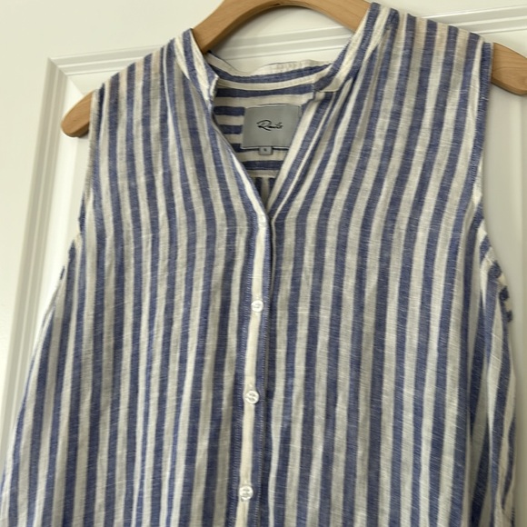 Rails Jules Linen Tunic Dress in Blue & White Vertical Stripes Sz Small - Picture 2 of 10